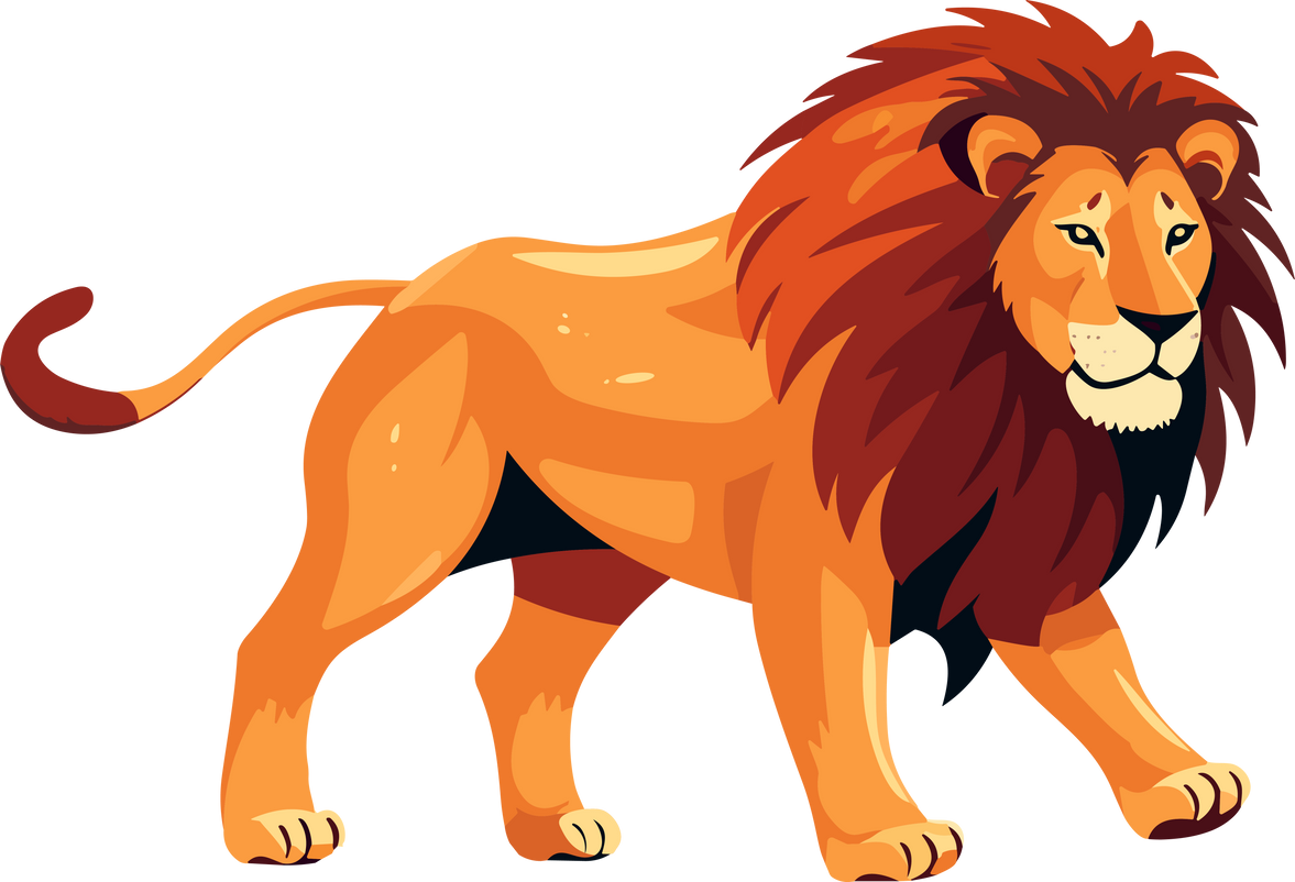 Lion Walking Vector Illustration