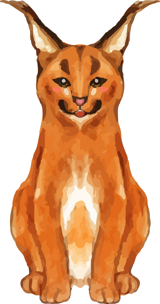 Caracal wild cat watercolor